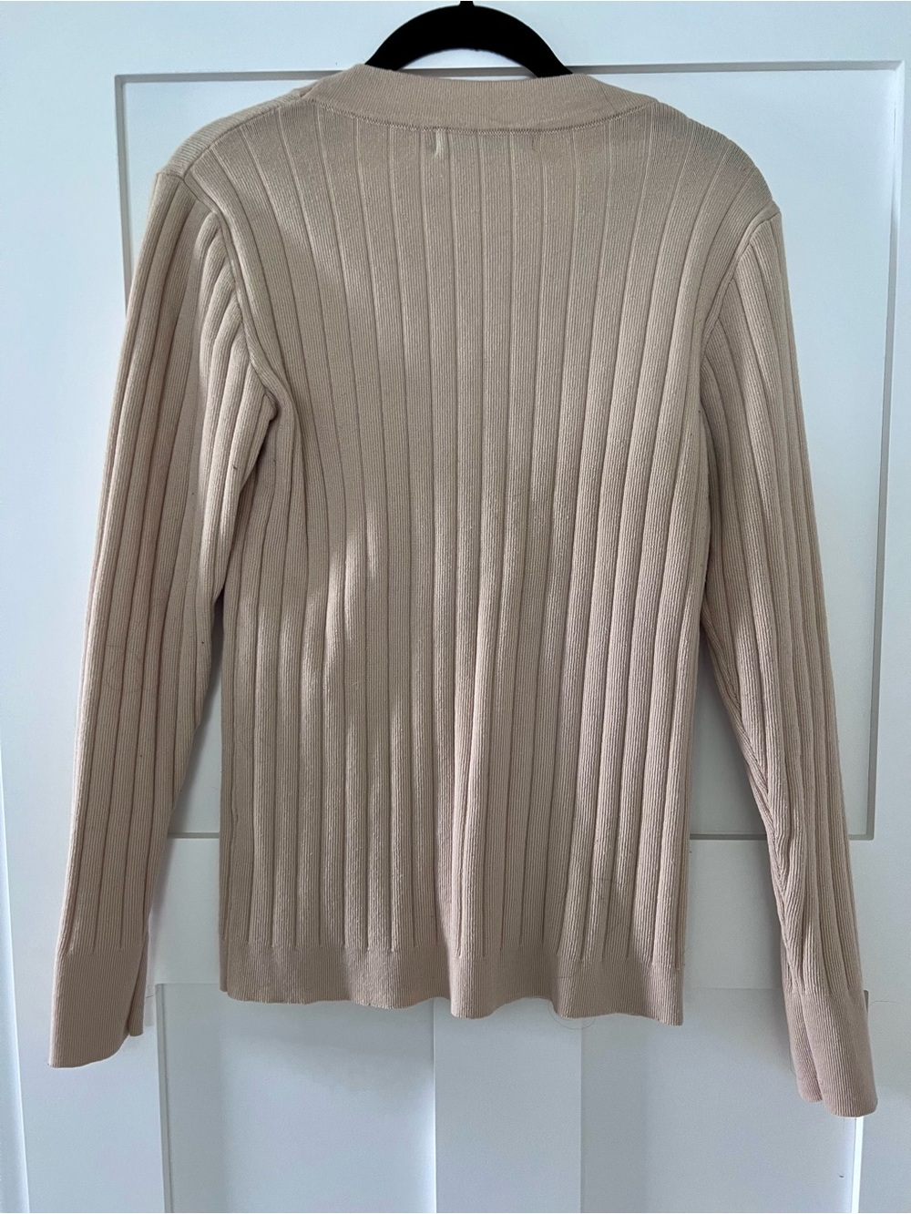 Beige Ribbed Button Henley Sweater - Picture 2 of 2